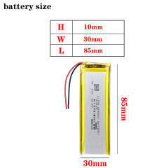 3.7V polymer lithium battery 3000mah 103085 suitable for mobile power supply navigator charging