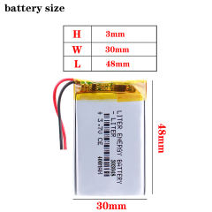 3.7v 303048 400mah Liter energy battery Polymer Lithium Battery  Mp4 Mp3 Clip Small Toy Sound