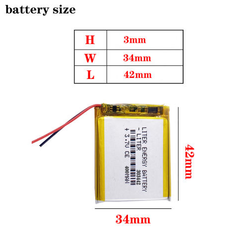 3.7V lithium polymer battery 303442 400mah Liter energy battery MP3 MP4 MP5 GPS Bluetooth little toy game