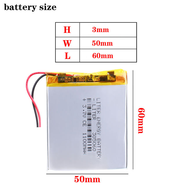 305060  3.7V polymer lithium battery 1100mah Liter energy battery MP4 MP3 Bluetooth small toys