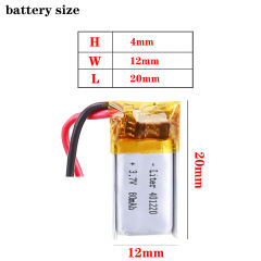 3.7v Lithium Polymer Battery 401220 80mah Liter energy battery for Mp3 Mp4 Mp5 Bluetooth Headset