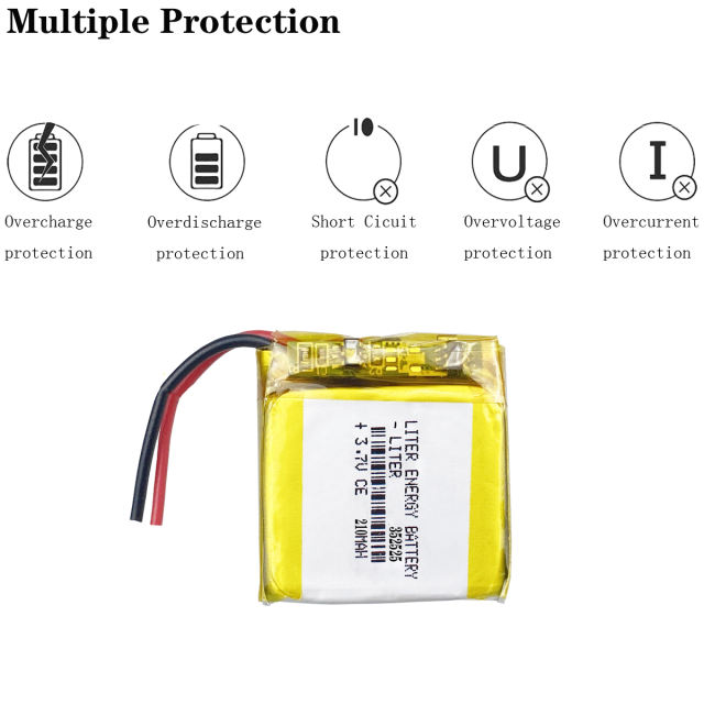 Liter energy battery 3.7V 352525 210MAH polymer lithium MP3 MP4 MP5 GPS Bluetooth small toys