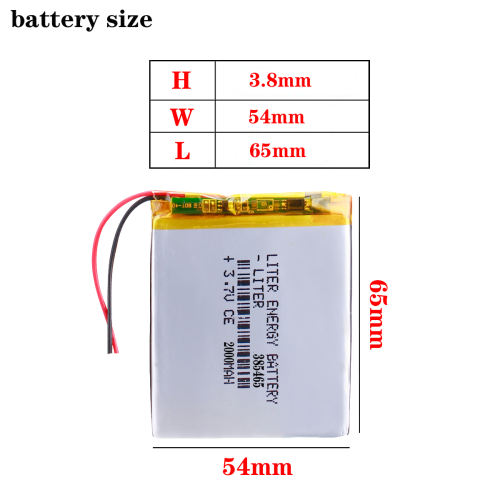 3.7V 2000mAh 385465 Liter energy battery Lithium Polymer Li-Po li ion Rechargeable Battery cells For Mp3 MP4 MP5 GPS 7 inch