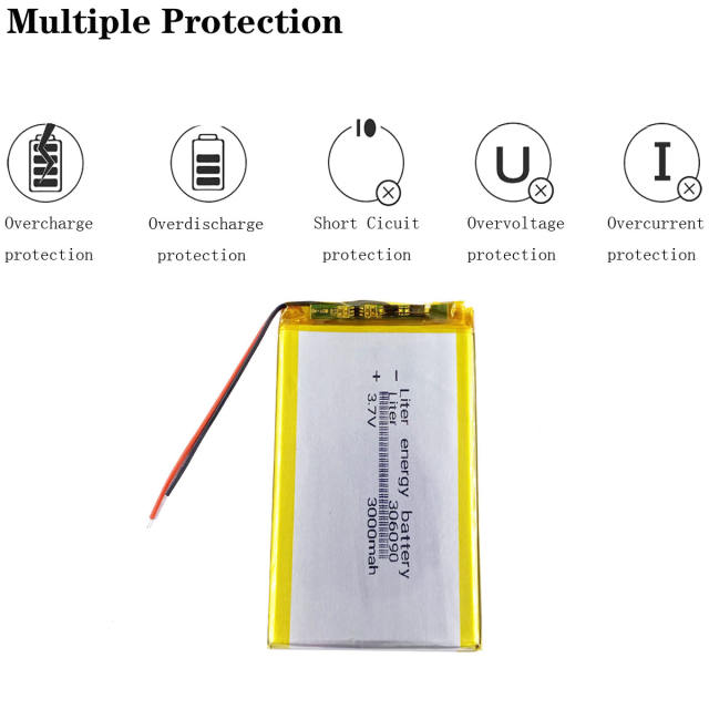 306090 3.7v 3000mah Liter energy battery lithium polymer battery with plate for GPS tablet computer digital products