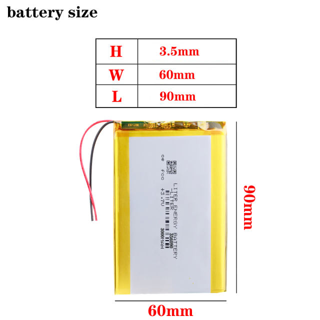 3.7V,3000mAH 356090 BIHUADE (polymer lithium ion battery) Li-ion battery for tablet pc 7 inch 8 inch