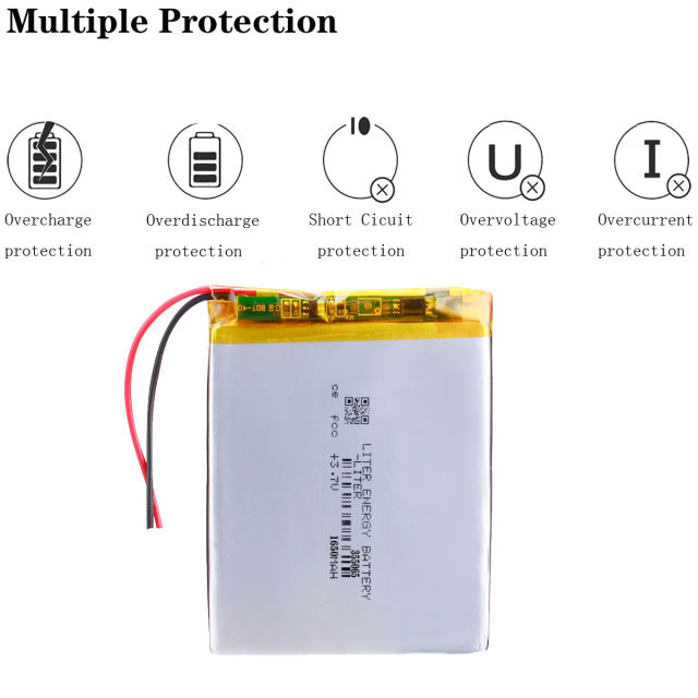 3.7V 1650mAh 355065 Lithium Polymer Li-Po Rechargeable Battery For Mp3 MP4 GPS PSP DVD mobile video game PAD E-books