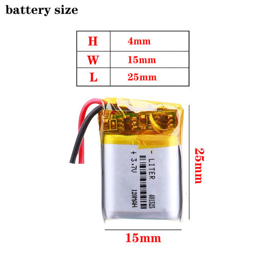 3.7V 120mAh 401525 BIHUADE polymer lithium ion / Li-ion battery for SMART WATCH,SPEAKER,TOY,bluetooth earphone,MP3