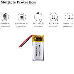 3.7 V 350824 40MAH BIHUADE Polymer lithium battery CE FCC ROHS MSDS quality certification
