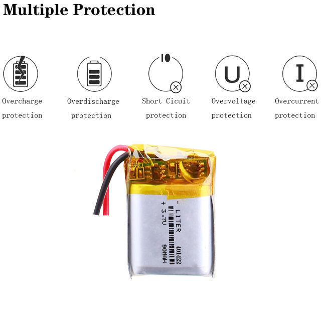 3.7v 90mAh 401422 Lithium Polymer Rechargeable Battery For Bluetooth Headset MP3 MP4 Speaker Smart Wear
