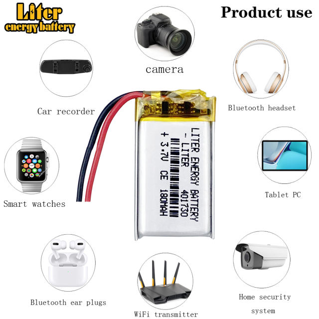 180mAh 3.7V 401730 Lithium Polymer Rechargeable battery is For Mp3Mp4 Mp5 DIY bluetooth heads remote