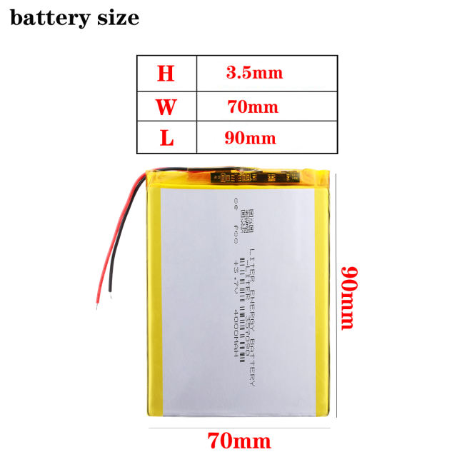 357090 3.7v 4000mah Liter energy battery Lithium Polymer Battery With Board For Tablet Pc U25gt