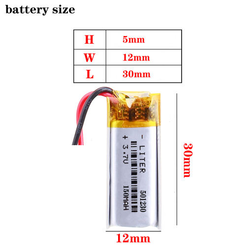 3.7V 501230 150mah Liter energy battery Rechargeable battery MP3 MP4 voice recorder Bluetooth speakers headsets batteries
