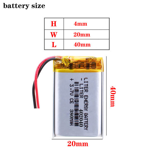 3.7V 380mAh 402040 Liter energy battery Lithium Polymer Rechargeable Battery cells For Mp3 MP4 MP5 GPS MID Smart Watch mobile Bluetooth