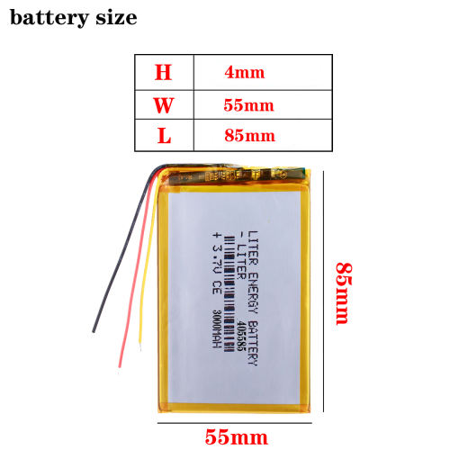 3.7V 3000mah polymer lithium battery 405585 for video communication transmitter module camera With three wires