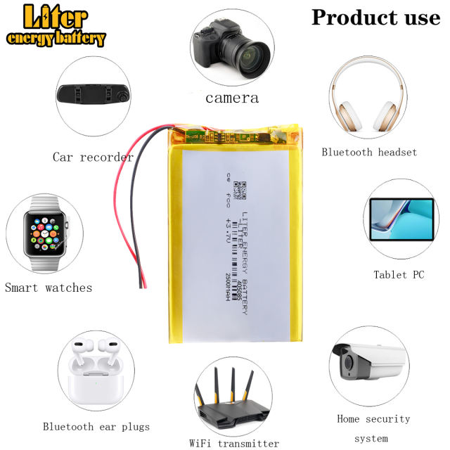 3.7V 2500mAh 405085 BIHUADE Lithium Polymer Rechargeable Battery cells For Mp3 MP4 MP5 GPS DVD mobile bluetooth Speaker