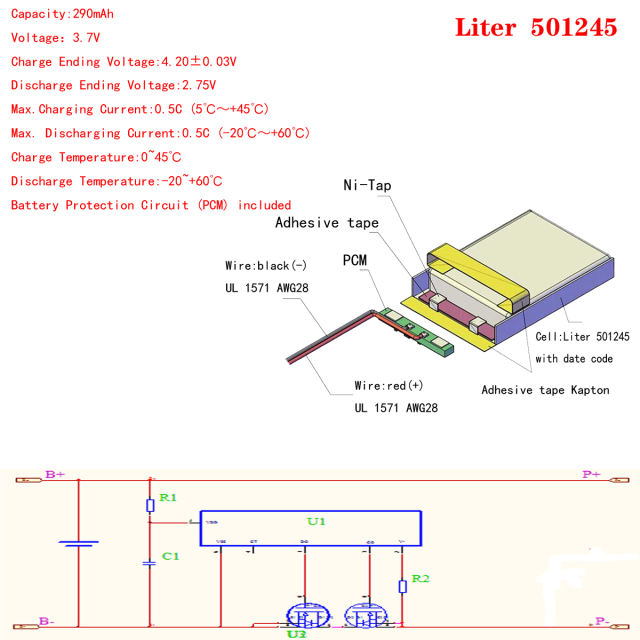 3.7V 501245 290mah Liter energy battery Lithium Polymer Rechargeable Battery For GPS Bluetooth headset speaker Reading pen