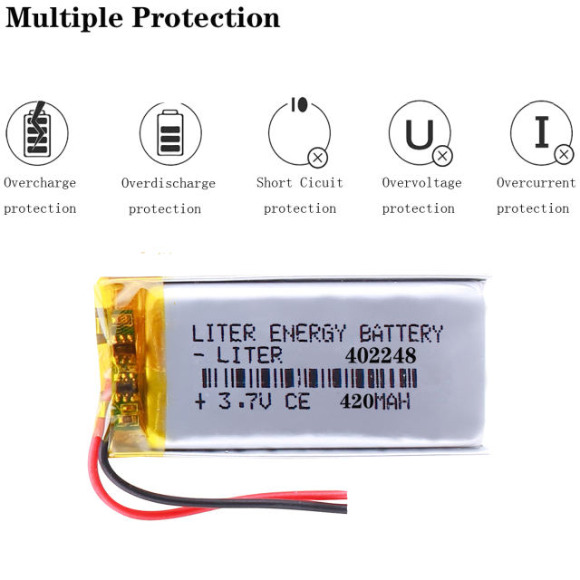 3.7V 420MAH 402248 Liter energy battery Lithium Polymer Rechargeable Battery For Mp3 headphone PAD DVD bluetooth camera