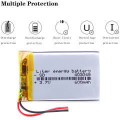 3.7V 403048 600mah Liter energy battery lithium-ion polymer battery quality goods  of CE FCC ROHS certification authority