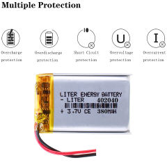 3.7V 380mAh 402040 Liter energy battery Lithium Polymer Rechargeable Battery cells For Mp3 MP4 MP5 GPS MID Smart Watch mobile Bluetooth