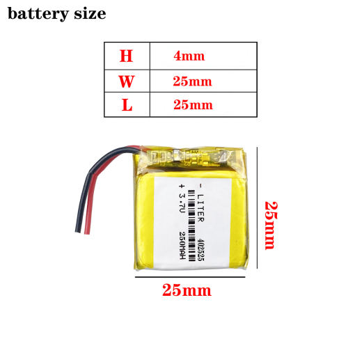 3.7V 250mah 402525 Li-polymer Rechargeable Battery For  Smart Watch LED Lamps Bluetooth Speakers