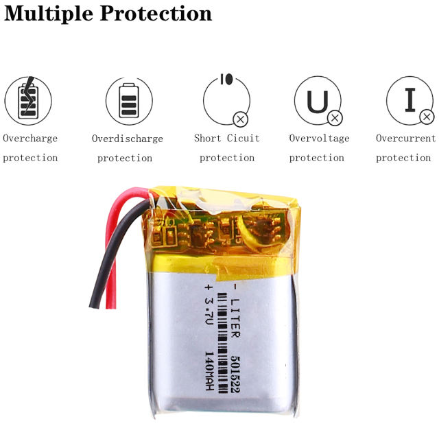 3.7V 140mAH 501522 Liter energy battery polymer lithium ion / Li-ion battery for smart watch,BLUE TOOTH,GPS speaker