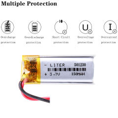 3.7V 501230 150mah Liter energy battery Rechargeable battery MP3 MP4 voice recorder Bluetooth speakers headsets batteries