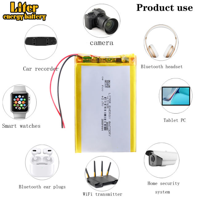 3.7V 2500mAh 405580 polymer lithium ion Li-ion Rechargeable battery