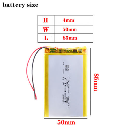 3.7V 2500mAh 405085 BIHUADE Lithium Polymer Rechargeable Battery cells For Mp3 MP4 MP5 GPS DVD mobile bluetooth Speaker