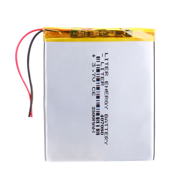 3.7V 407080 2500mah Liter energy battery lithium polymer battery for 7 inch MP4 MP5 navigator security products