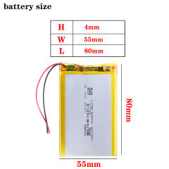 3.7V 2500mAh 405580 polymer lithium ion Li-ion Rechargeable battery