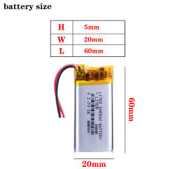 3.7V 502060 600mah Liter energy battery lithium-ion polymer battery quality goods of CE FCC ROHS certification authority