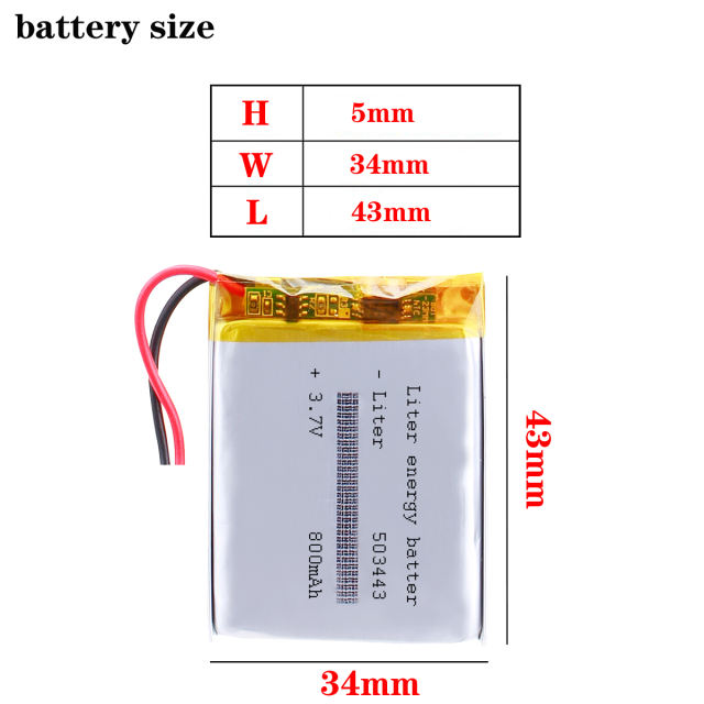 503443 3.7V 800mah Lithium polymer Battery With Protection Board For MP4 MP5 GPS DVD Toy LED Light Headphone