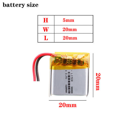 3.7V 120mAh 502020 BIHUADE Lithium Polymer Rechargeable Battery For phone electronic device Bluetooth pen
