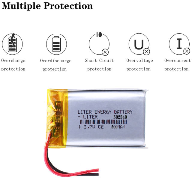 3.7V 500mAh 502540 BIHUADE  Lithium Polyme Rechargeable Battery For Mp3 Mp4 Mp5 GPS DIY PAD DVD E-book bluetooth headset