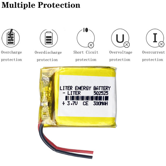 3.7v 300mAh 502525 Liter energy battery lithium li ion polymer rechargeable battery pack for digital products