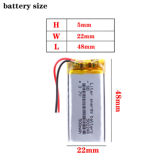 BIHUADE 3.7V 502248 500MAH polymer lithium battery Rechargeable Li-ion Batteries Cell With PCB For MP3 MP4 GPS PDA