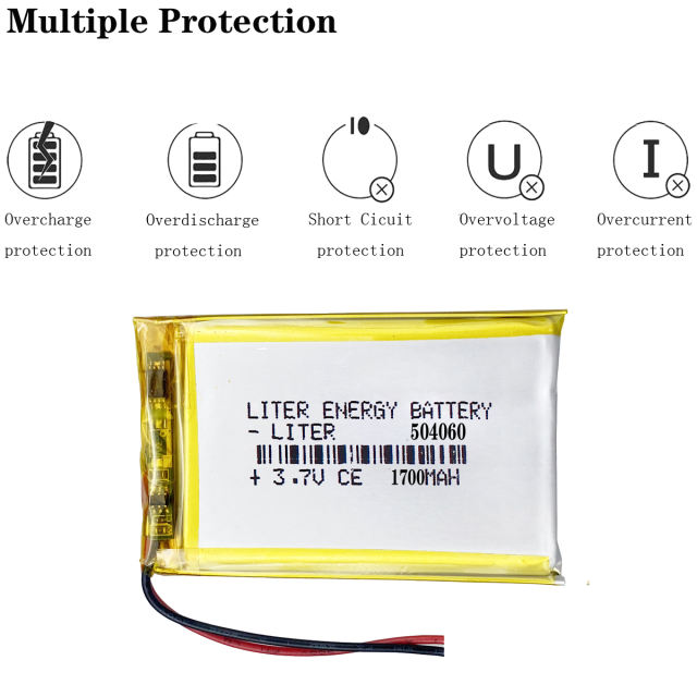 3.7V 504060 1700MAH Liter energy battery polymer lithium battery  MP4 MP3 7 inch navigation