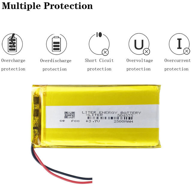 3.7V 504575 2500mah Liter energy battery lithium polymer battery for 7 inch MP4 MP5 navigator security products