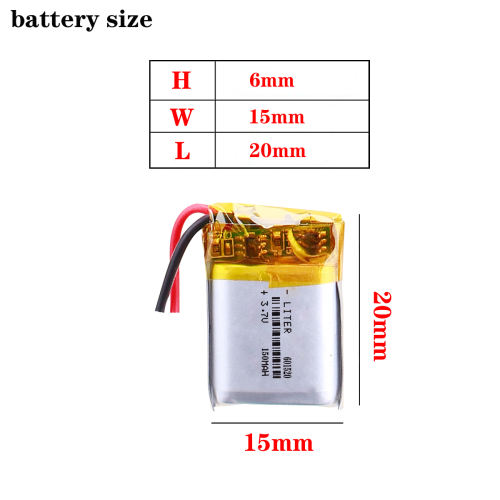 3.7V 150mAH 601520 Liter energy battery polymer lithium ion / Li-ion battery for smart watch,BLUE TOOTH,GPS,mp3,mp4,toy,speaker