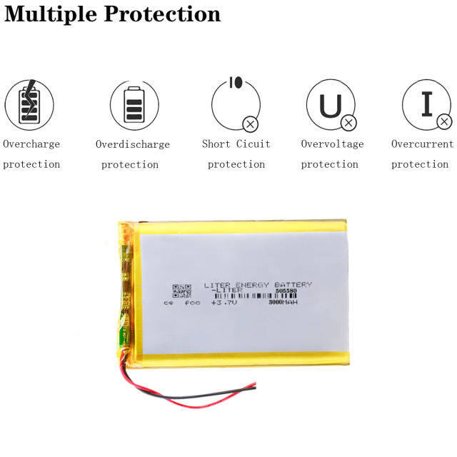 3.7V 3000mah polymer lithium battery 505080 for video communication transmitter module camera