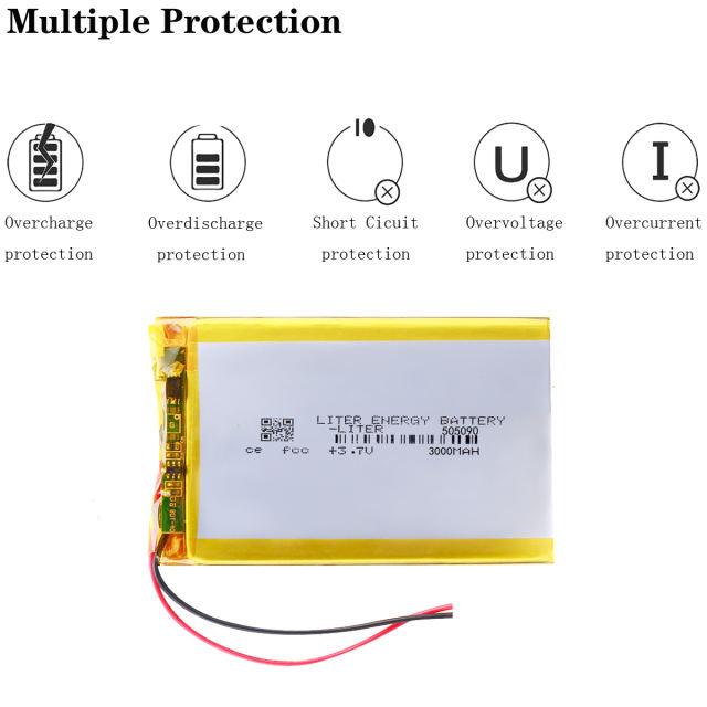 3.7V 3000mah polymer lithium battery 505090 for video communication transmitter module camera With three wires