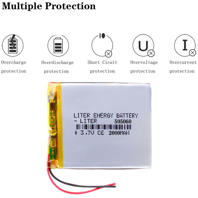 3.7 V  505060 2000mah BIHUADE lithium polymer battery GPS navigation Li-Po Rechargeable Battery For MP4 MP5 DVD Cell Phone