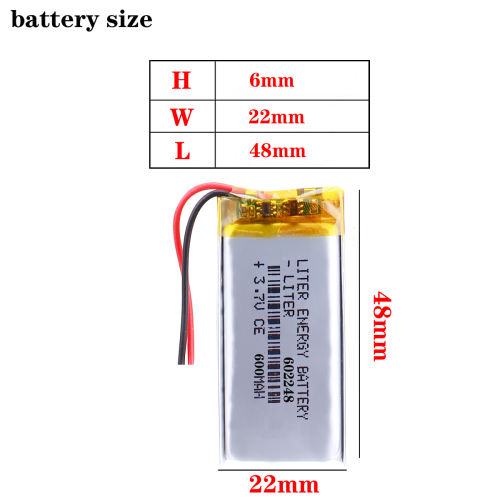 3.7V 600mAh 602248 BIHUADE Lithium Polymer Li-Po Rechargeable Battery For Mp3 MP4 MP5 GPS  Smart Watchband Vedio Game toys