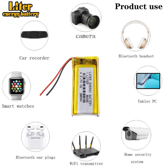 601535 3.7v 280MAH  Liter energy battery lithium polymer battery For MP3 Smart watch toys DVR Sports headphone