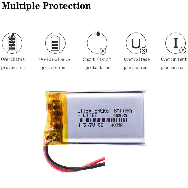 400mah 602035 3.7v BIHUADE Lithium Polymer Battery Stereo Speakers Massage Beauty Instrument