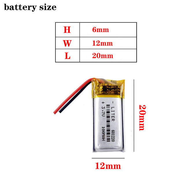 3.7V 100mAh Rechargeable Battery Lithium Polymer 601220 For Anki Overdrive cars bluetooth headset headphone