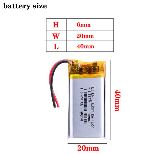 3.7V 500mAH 602040 BIHUADE polymer lithium ion Rechargeable battery With PCB for dvd GPS mp3 mp4  PDA Smart Watch