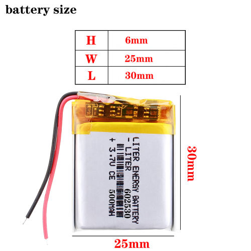 3.7V 602530 500mAh BIHUADE polymer lithium battery Rechargeable Li-ion Cell For microphone  Smart Watch Reading Pen Wireless Mice
