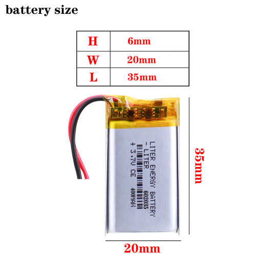 400mah 602035 3.7v BIHUADE Lithium Polymer Battery Stereo Speakers Massage Beauty Instrument