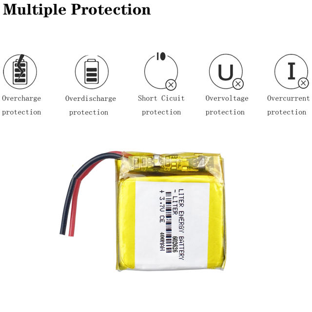 3.7V 400mAh 602626 Liter energy battery Lithium Polymer Rechargeable Battery For GPS  bluetooth headphone headset